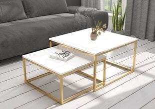 Sohvapöytäsetti ADRK Furniture Kama, valkoinen/kulta hinta ja tiedot | Sohvapöydät | hobbyhall.fi