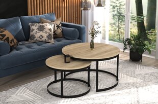Sohvapöytäsetti ADRK Furniture Okin, vaaleanruskea/musta hinta ja tiedot | Sohvapöydät | hobbyhall.fi