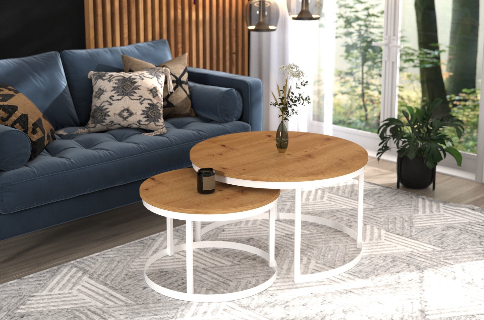 Sohvapöytäsetti ADRK Furniture Okin, ruskea/valkoinen hinta ja tiedot | Sohvapöydät | hobbyhall.fi