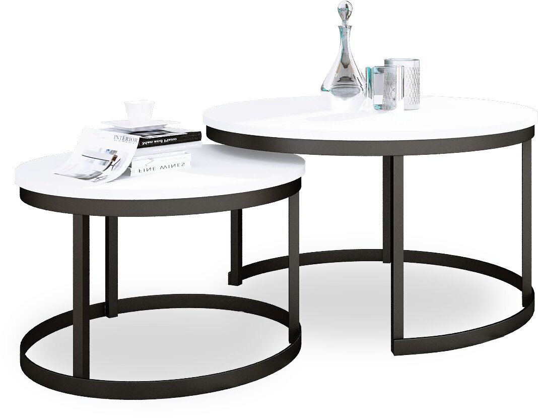 Sohvapöytäsetti ADRK Furniture Okin, valkoinen/musta hinta ja tiedot | Sohvapöydät | hobbyhall.fi