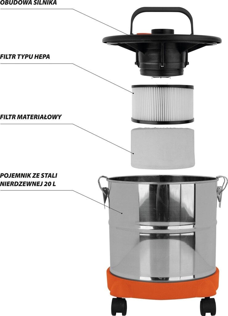 Tuhkaimuri 800W, 20L Vorel (78870) hinta ja tiedot | Takka- ja uunitarvikkeet | hobbyhall.fi