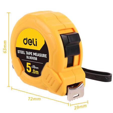 Teräsmittanauha 5 m/19 mm Deli Tools (keltainen) hinta ja tiedot | Käsityökalut | hobbyhall.fi