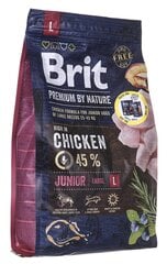 Brit Premium by Nature Junior L suurirotuisille nuorille kananpennuille, 3 kg hinta ja tiedot | Koiran kuivaruoka | hobbyhall.fi