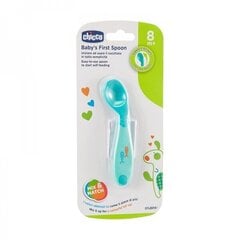 Chicco First Spoon -silikonilusikka +8 kk, sininen hinta ja tiedot | Vauvan ja lasten astiat | hobbyhall.fi