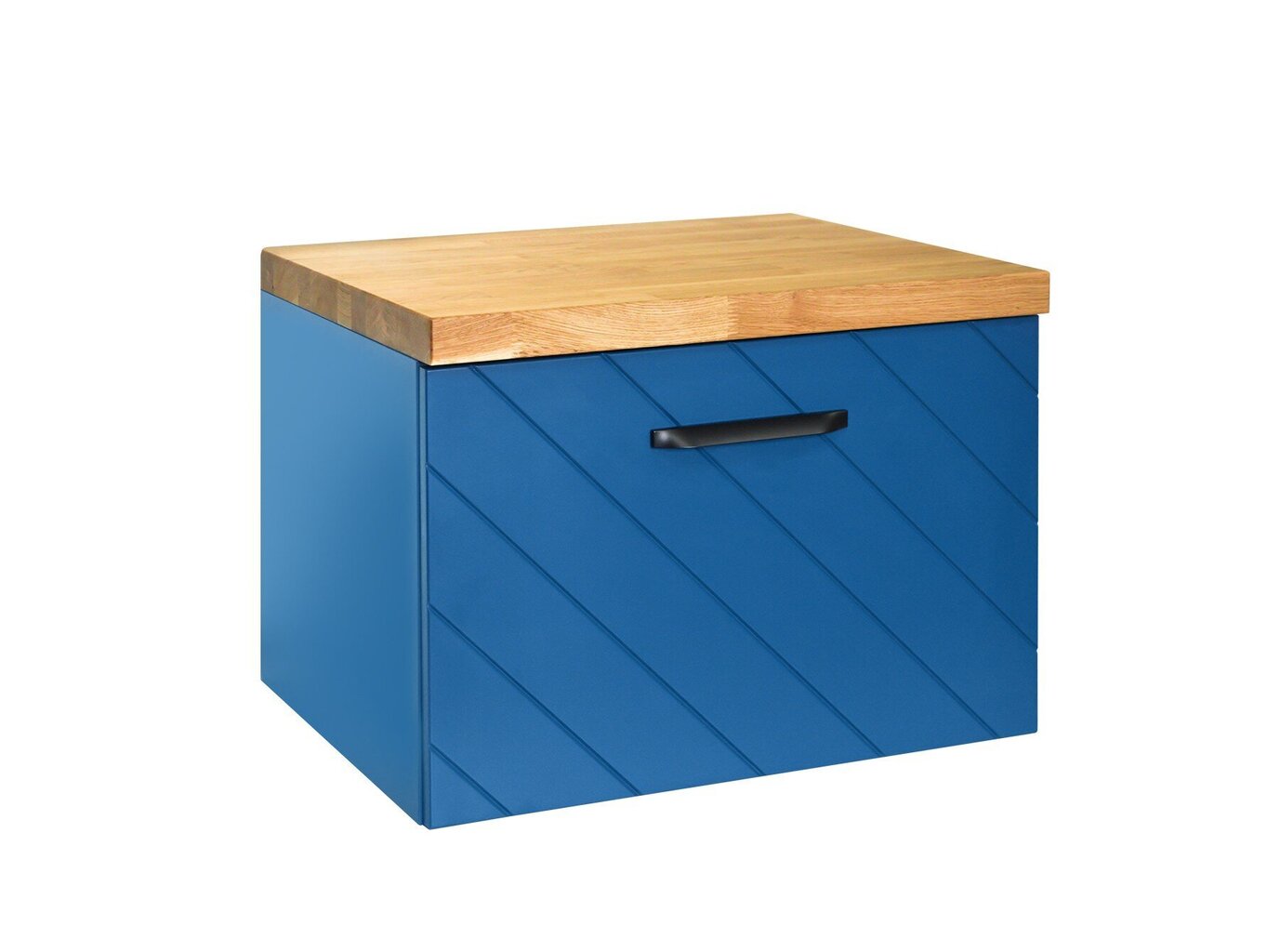 Besco Floo 80 Kylpyhuonekaappi tammisella työtasolla, sininen/musta hinta ja tiedot | Kylpyhuonekaapit | hobbyhall.fi