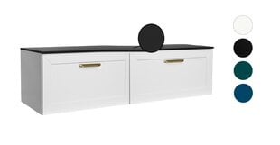 Besco Dexa 120 kaksiosainen kylpyhuonekaappi Slim-mustalla työtasolla ja kullanvärisillä kahvoilla. hinta ja tiedot | Kylpyhuonekaapit | hobbyhall.fi
