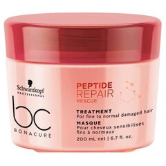 Hiusnaamio vaurioituneille hiuksille Schwarzkopf Bonacure Peptide Fine Repair Rescue Mask 200 ml hinta ja tiedot | Naamiot, öljyt ja seerumit | hobbyhall.fi