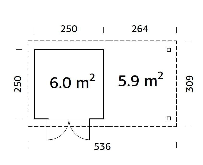 Pihavaja Lara 6,0 + 5,9 m² hinta ja tiedot | Piharakennukset | hobbyhall.fi