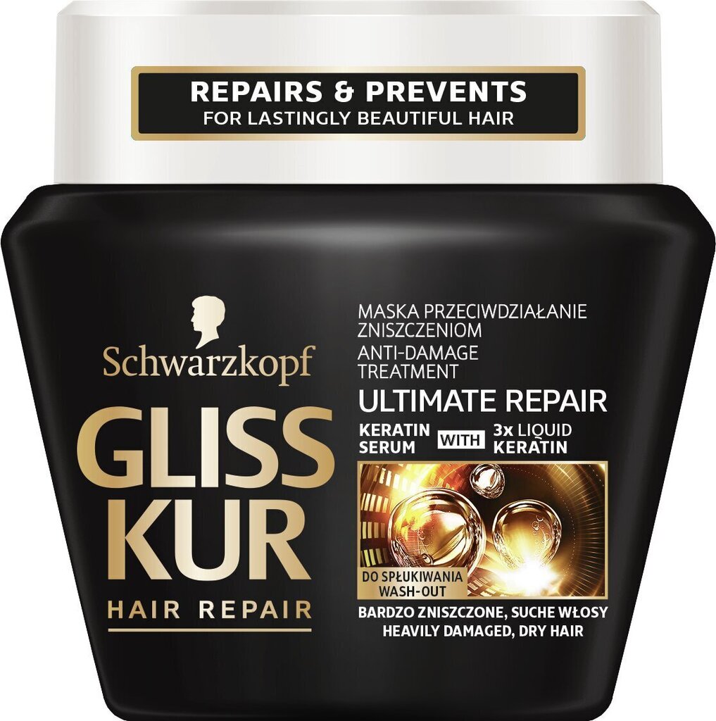 Gliss Kur Hiusvaurioiden hoito Ultimate Repair 300 ml hinta ja tiedot | Naamiot, öljyt ja seerumit | hobbyhall.fi