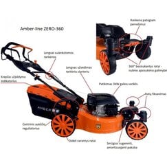 Bensiinikäyttöinen ruohonleikkuri Amber-Line Zero, 51 cm, 3,0 kW. hinta ja tiedot | Amber - Line Piha ja puutarha | hobbyhall.fi