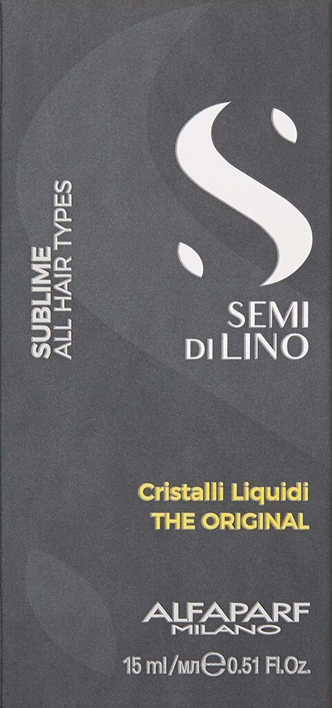 Hiusten tasoitusseerumi Alfaparf Milano Semi Di Lino Sublime Cristalli Liquidi 15 ml hinta ja tiedot | Naamiot, öljyt ja seerumit | hobbyhall.fi