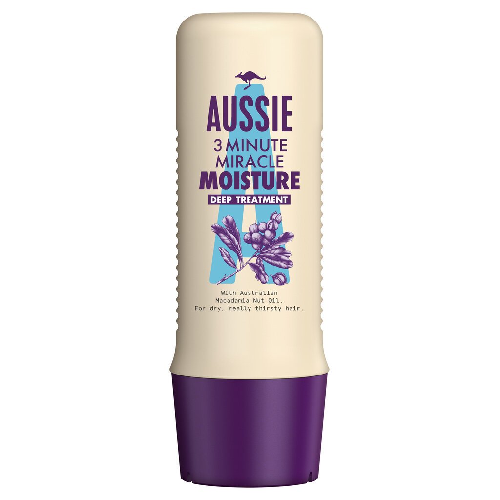 Kosteuttava hiusnaamio Aussie 3Minute Miracle Moisture 250 ml. hinta ja tiedot | Hiusnaamiot, öljyt ja seerumit | hobbyhall.fi