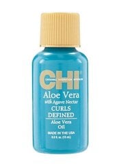 Öljy kiharille hiuksille CHI Aloe Vera Agave Nectar Curls Defined Oil -öljyllä 15 ml hinta ja tiedot | Naamiot, öljyt ja seerumit | hobbyhall.fi