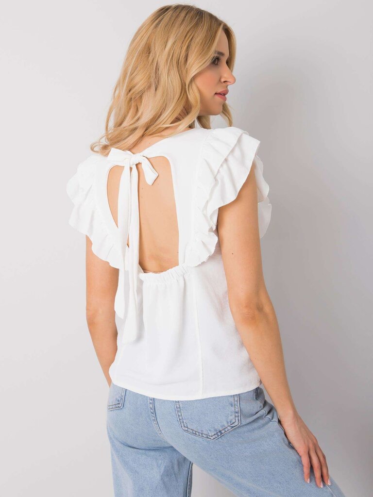 OCH BELLA Valkoinen pusero, jossa pääntie selässä. hinta ja tiedot | Naisten paidat | hobbyhall.fi