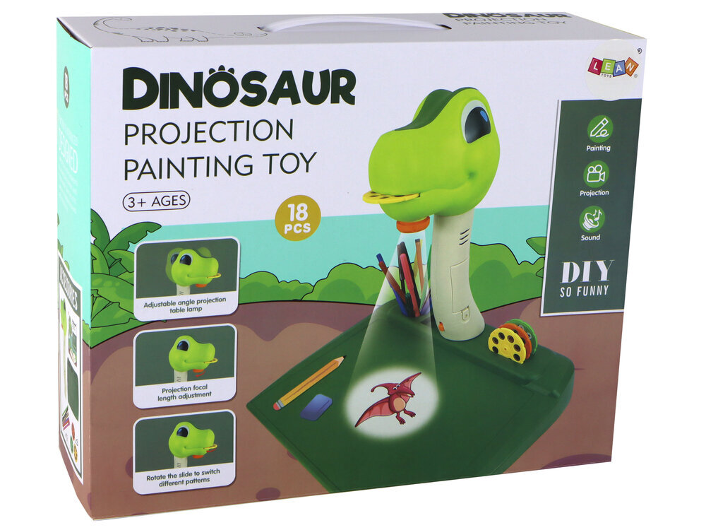 Piirustusprojektori dinosaurus äänien kanssa hinta ja tiedot | Taide- ja askartelutarvikkeet | hobbyhall.fi