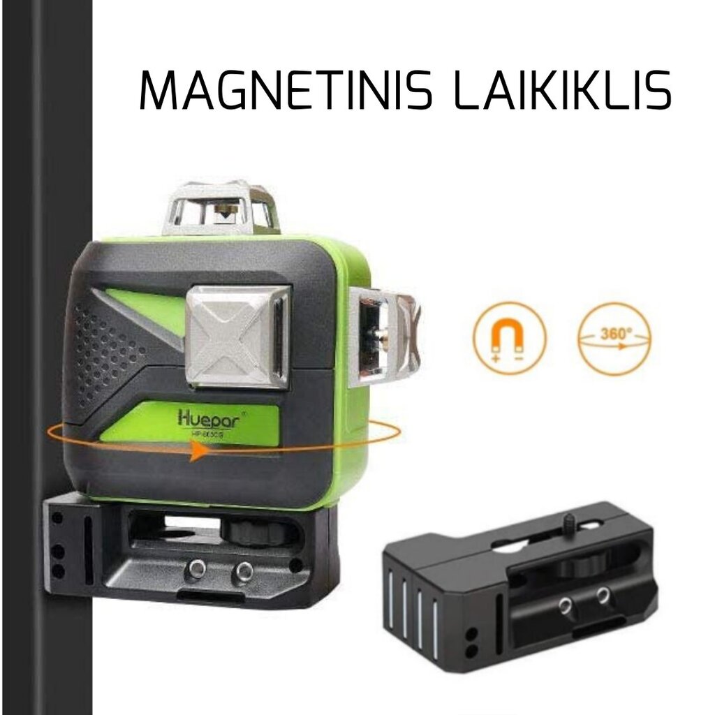 360° lineaarinen lasertaso Huepar 3D (HP-603CG-BT) hinta ja tiedot | Käsityökalut | hobbyhall.fi