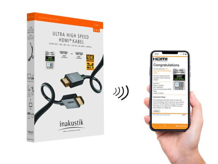 Kaapeli INAKUSTIK Ultra High Speed HDMI 2.1 with Ethernet, 1.0 m hinta ja tiedot | Kaapelit ja adapterit | hobbyhall.fi