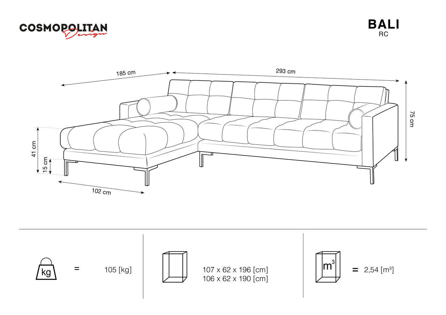 Kahden istuttava sohva Cosmopolitan Design Bali, musta hinta ja tiedot | Sohvat ja vuodesohvat | hobbyhall.fi