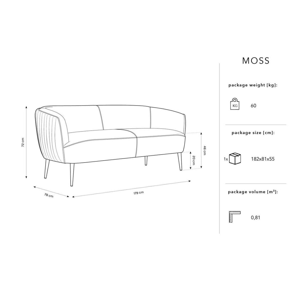 Sohva Micadoni Home Moss, sininen hinta ja tiedot | Sohvat ja vuodesohvat | hobbyhall.fi