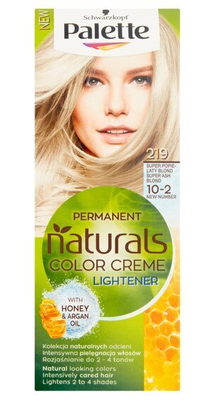 Pitkäkestoinen hiusväri Schwarzkopf Palette Permanent Natural Colors, 219 Super Ash Blonde hinta ja tiedot | Hiusvärit | hobbyhall.fi