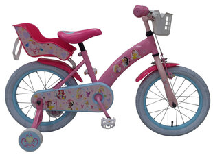 Polkupyörä tytöille Disney Princess 16'' 25,4 cm, vaaleanpunainen hinta ja tiedot | Polkupyörät | hobbyhall.fi