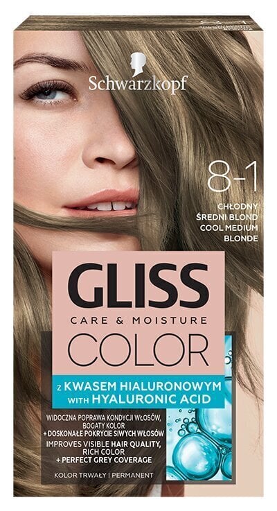 Hiusväri Schwarzkopf Gliss Color 8-1 Cool Medium Blonde hinta ja tiedot | Hiusvärit | hobbyhall.fi
