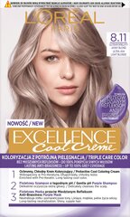 Hiusten väri L'Oréal Paris Excellence Cool Creme, 8.11 Ultra Ash Light Blond hinta ja tiedot | L'Oréal Paris Hiustenhoitotuotteet | hobbyhall.fi