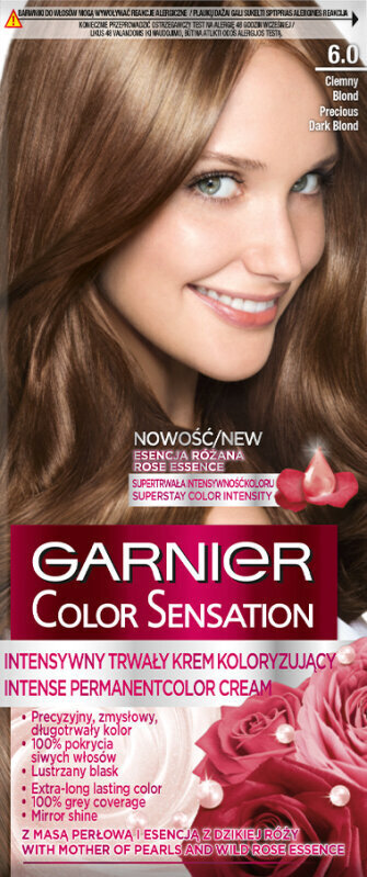 Pitkäkestoinen hiusväri Garnier Color Sensation 110 ml, 6,0 Precious Dark Blond hinta ja tiedot | Hiusvärit | hobbyhall.fi