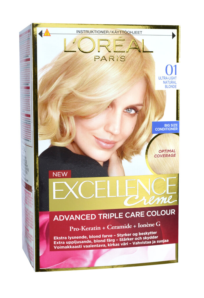 Kestoväri L'Oreal Paris Excellence Creme 172 ml, Ultra-Light Natural Blonde hinta ja tiedot | Hiusvärit | hobbyhall.fi