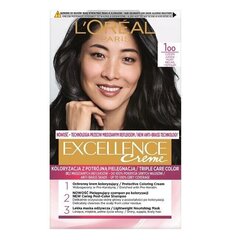 Hiusväri L'Oreal Paris Excellence Creme, 100 Black hinta ja tiedot | Hiusvärit | hobbyhall.fi