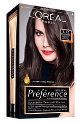 Pitkäkestoinen hiusten väri L'Oreal Paris Preference, 3.12 Dark Brown hinta ja tiedot | Hiusvärit | hobbyhall.fi