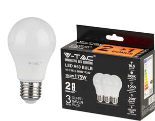 LED-lamppu 3 kpl, E27/A60/10.5W/1055lm/3000K hinta ja tiedot | V-TAC Matkapuhelimet ja tarvikkeet | hobbyhall.fi