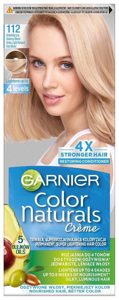 Pitkäkestoinen hiusväri Garnier Color Naturals, 112 Extra Light Natural Ash Blond hinta ja tiedot | Hiusvärit | hobbyhall.fi