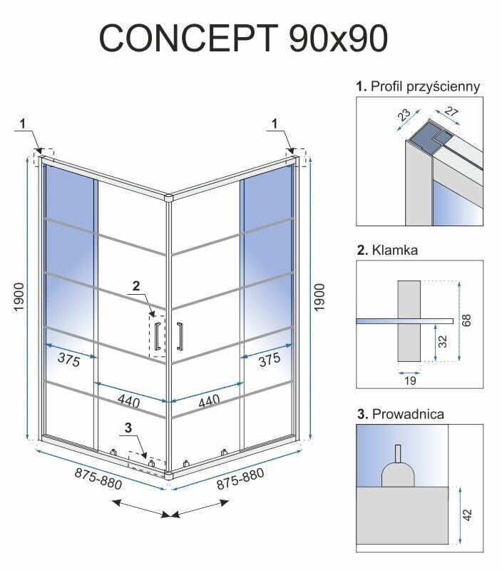 Suihkukaappi REA Concept Black, 80x100 cm hinta ja tiedot | Suihkukaapit ja suihkunurkat | hobbyhall.fi