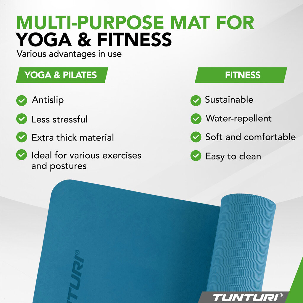 Joogamatto Tunturi Yogamat 8mm, Petrol Blue hinta ja tiedot | Joogamatot | hobbyhall.fi