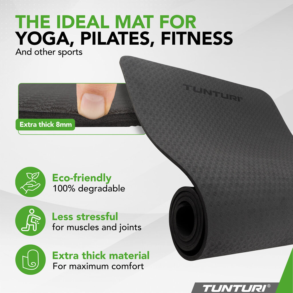 Joogamatto Tunturi Yogamat 8mm, musta hinta ja tiedot | Joogamatot | hobbyhall.fi