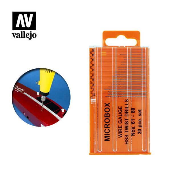 Set of 20 drill bits, no. 61-80 mm VALLEJO T01002 hinta ja tiedot | Pienoismallit | hobbyhall.fi