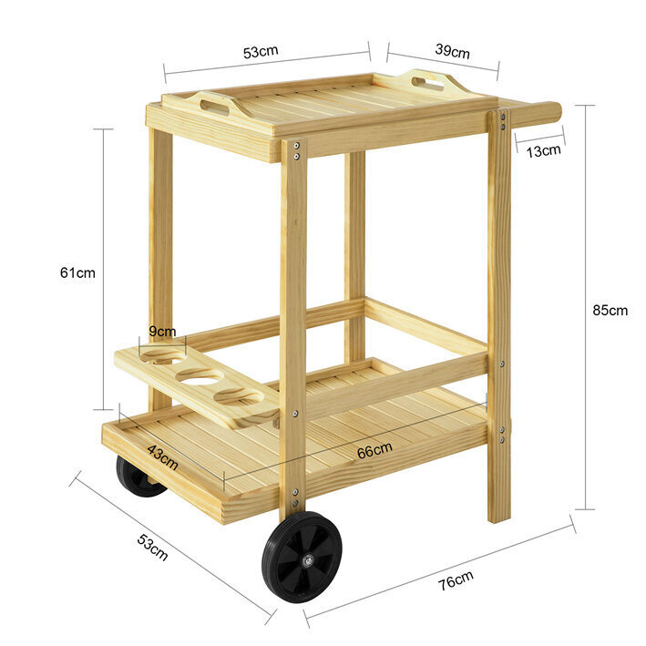 Keittiökaappi pyörillä SoBuy FKW95-N, ruskea hinta ja tiedot | Keittiön kaapit | hobbyhall.fi