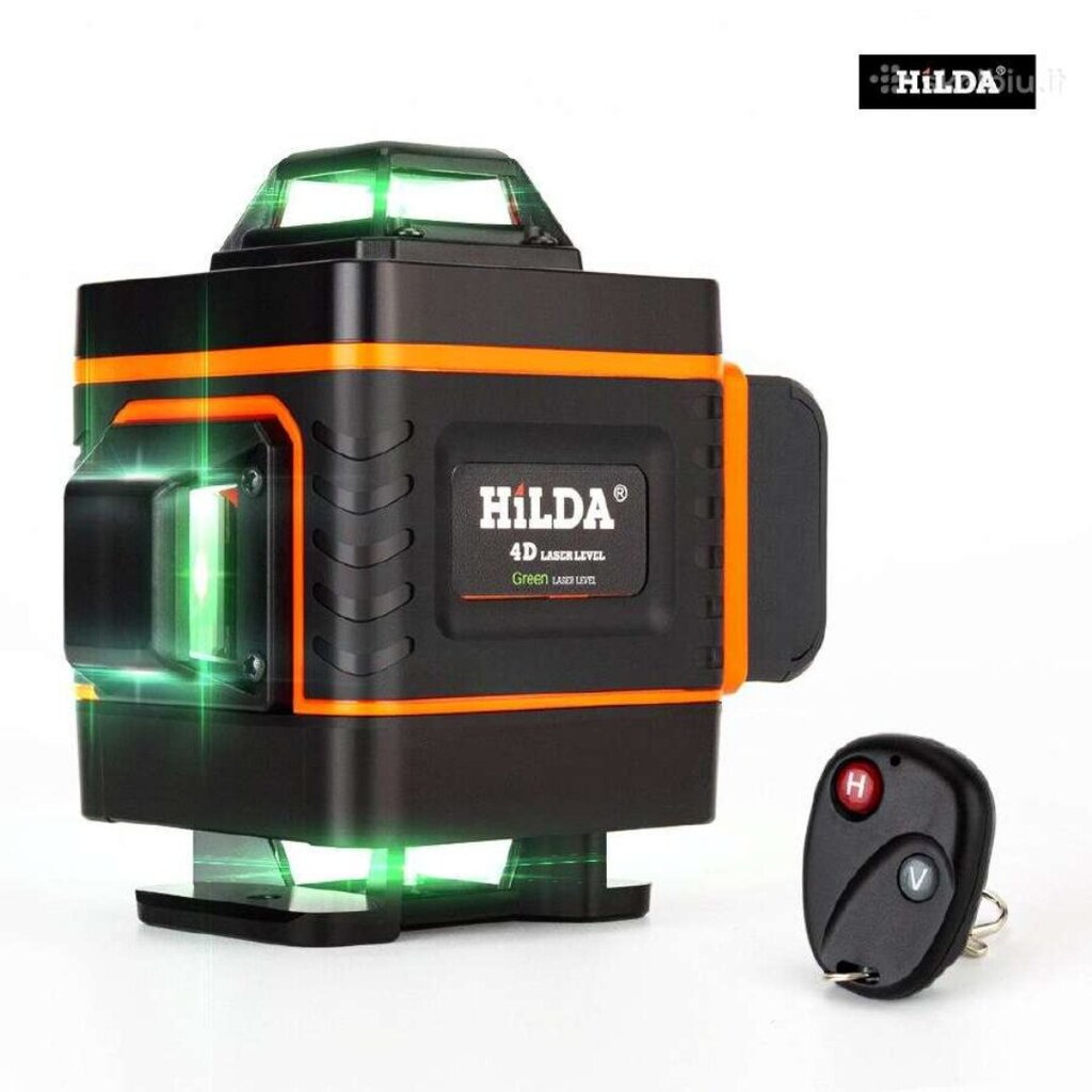 360° lineaarinen lasertaso Hilda 4D hinta ja tiedot | Käsityökalut | hobbyhall.fi