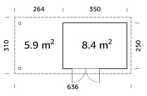 Pihavaja Lara 8,4+5,9 m² hinta ja tiedot | Piharakennukset | hobbyhall.fi