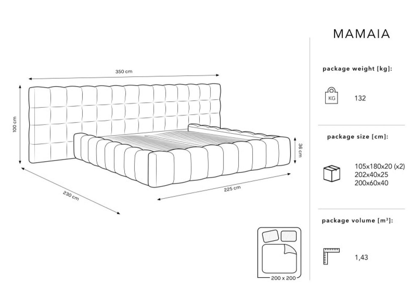 Sänky Micadoni Home Mamaia, 200x200 cm, beige hinta ja tiedot | Sängyt | hobbyhall.fi