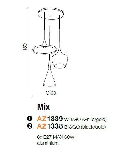 Valaisin Azzardo Mix AZ1339 hinta ja tiedot | Riippuvalaisimet | hobbyhall.fi