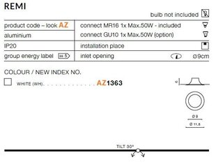 Upotettava valaisin Azzardo Remi AZ1363 hinta ja tiedot | Upotettavat valaisimet ja LED-valaisimet | hobbyhall.fi