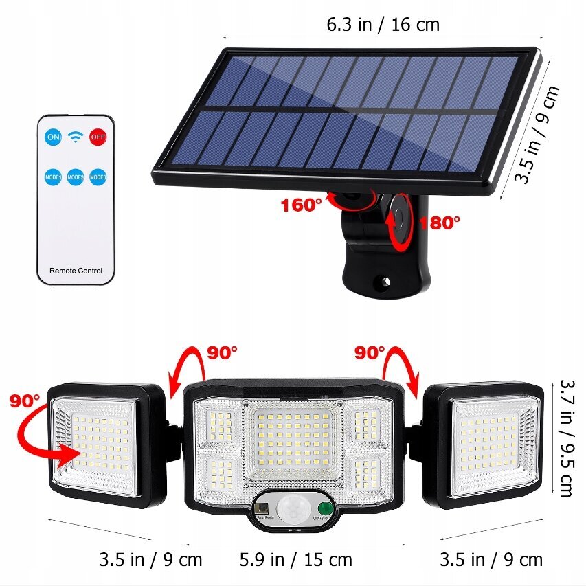 Aurinkokatu LED 171 COB seinävalaisin - aurinkovoima - 3 moduulia hinta ja tiedot | Puutarha- ja ulkovalot | hobbyhall.fi