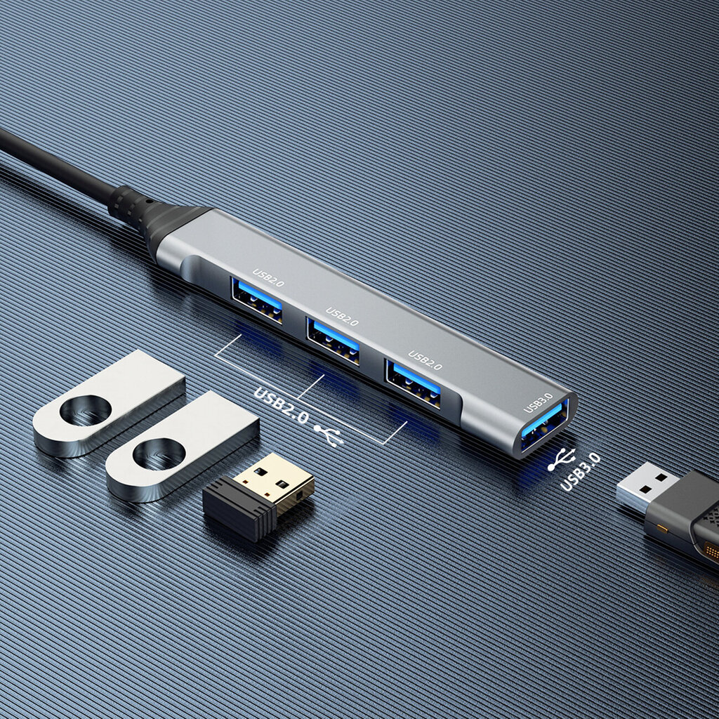 Dudao HUB 4in1 USB-A - 4x USB-A, 3 x USB2.0 / USB3.0, 6,3 cm, A16B hinta ja tiedot | Adapterit | hobbyhall.fi