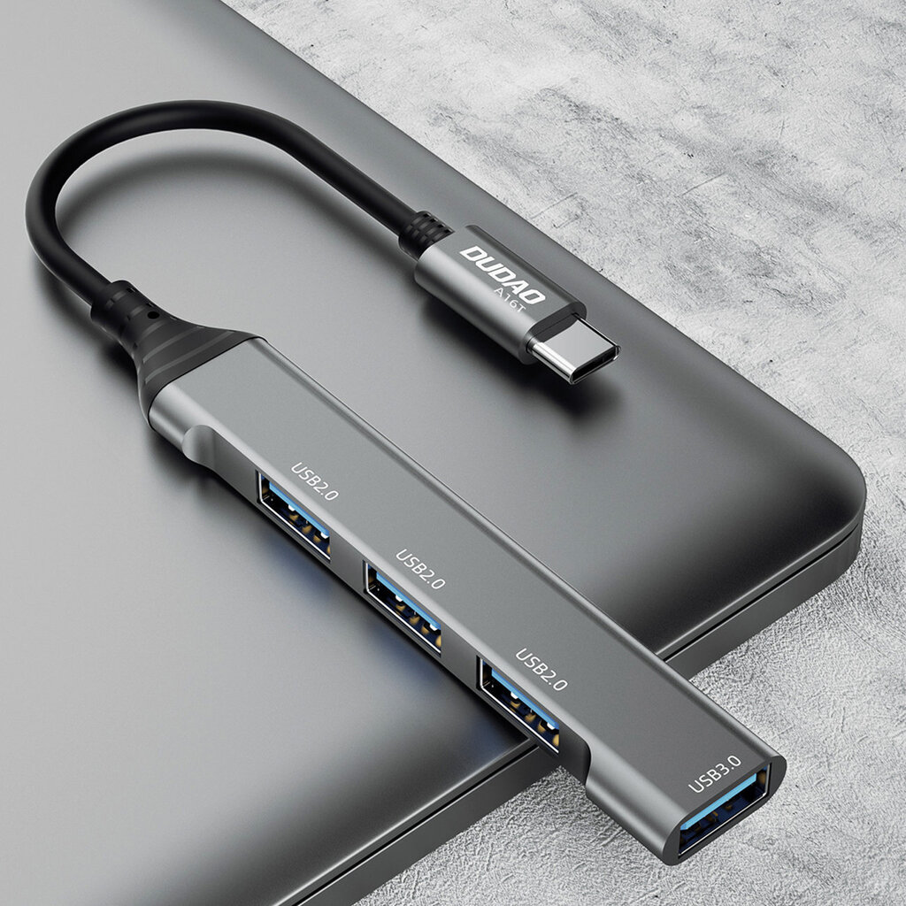 Dudao HUB 4in1 USB-C - 4x USB-A, 3 x USB2.0 / USB3.0, 6,3 cm, A16T hinta ja tiedot | Adapterit | hobbyhall.fi