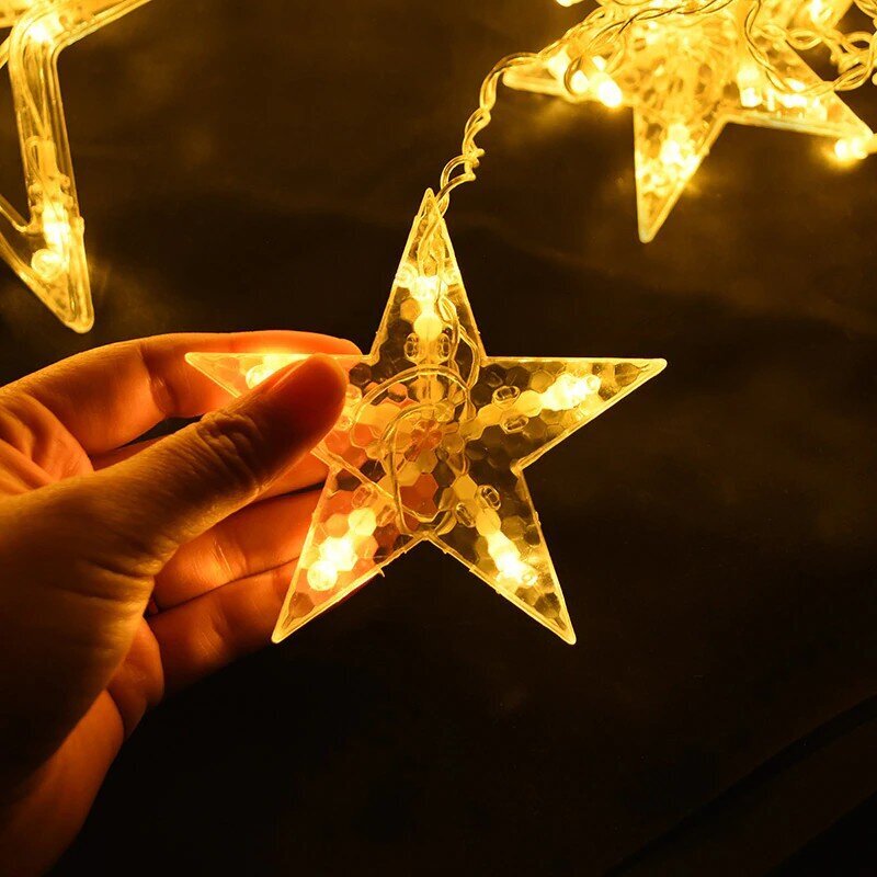 Joulukuusenvalot Verho LED-kranssi Tähdet 8 ohjelmaa Lämmin valo hinta ja tiedot | Jouluvalot | hobbyhall.fi