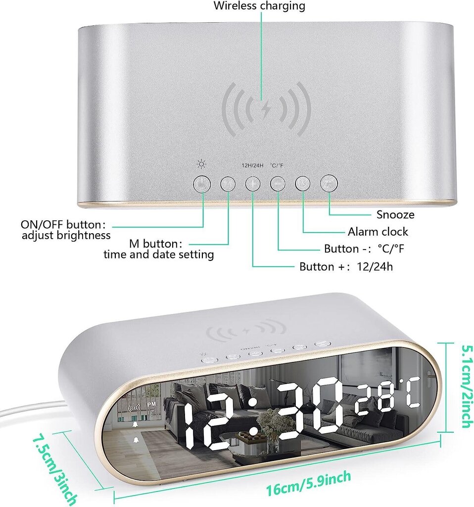 Herätyskello langattomalla laturilla hinta ja tiedot | Kelloradiot ja herätyskellot | hobbyhall.fi