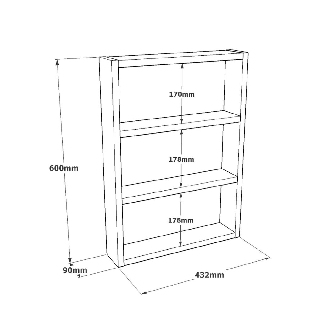 Seinähylly 43,2cm x 60cm x 9cm valkoinen hinta ja tiedot | Hyllyt | hobbyhall.fi