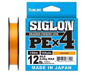 Siima SUNLINE Siglon PE×4, 150 m, #0.2 (3 lb) - #3 (50 lb), oranssi hinta ja tiedot | Siimat | hobbyhall.fi